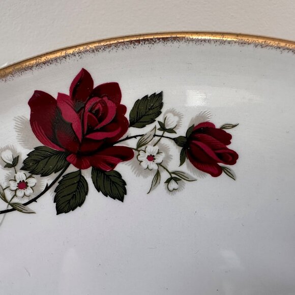 Aynsley Red Rose Cake Plate and Server Set Staffordshire England Vintage Gold - Picture 5 of 6